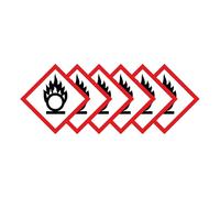 Oxidising Agent Warning Hazard Diamond Multi Pack 100mm x 100mm Strong Adhesive Vinyl Stickers for Safety (6)