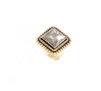 Oxidized Square Rhinestone Princess Cut Statement Retro Ring for Women Vintage Geometric Open Finger Rings Acrylic Adjustable Knuckle Band Stacking Prom Wedding Party Cocktail Jewelry Gifts for Her