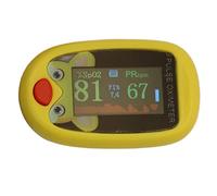 Oximeter, 6 Modes Automatic Blood Oxygen Monitor Rubber Cartoon Pattern with Lanyard for Children for Travel (Yellow)