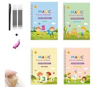 Oxinome Copybook, Magic Grooved Practice Copybook,Can Be Reused Handwriting Practice, Preschool Learning Writing Practice,Handwriting Practice Book 4 Pack