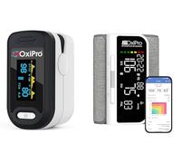 OxiPro Smart Blood Pressure Monitor with App and Pulse Oximeter Bundle - Bluetooth Arm Blood Pressure Machine with Fingertip Blood Oxygen Saturation SpO2 Monitor for Home Health Tracking