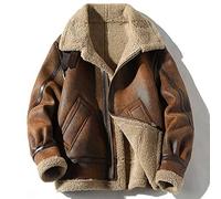 OXITA Work Jacket Warm Plush Thick Jacket Car Men's Wool Coat Jacket Winter Coat Men's Fur Leather Jacket (Color : As pictures, Size : 3XL)