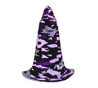 OXKGHHO American Camouflage Purple Print Long Cape With Hood,Vampire And Halloween Costumes,Perfect For Role Play And Parties