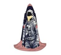 OXKGHHO Astronaut On The Moon Print Long Cape With Hood,Vampire And Halloween Costumes,Perfect For Role Play And Parties