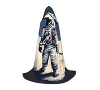 OXKGHHO Astronaut On The Moon Print Long Cape With Hood,Vampire And Halloween Costumes,Perfect For Role Play And Parties