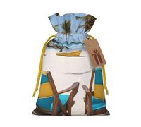 OXKGHHO Beach Palm Tree Chairs Boats Print Gift Bag,Drawstring Pouch Christmas For Small Gifts,For Jewelry And Party Favors