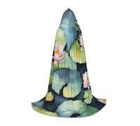 OXKGHHO Black Lily Pads Print Long Cape With Hood,Vampire And Halloween Costumes,Perfect For Role Play And Parties