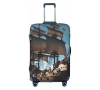 OXKGHHO Cool Pirate Ship Print Suitcase Protector With Unique,Fits 18-32 Inch Luggage,For Travel And Business Trips, White, XL