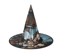 OXKGHHO Cool Pirate Ship Print Vintage Witch Hat,Unique Witch Accessories For Women,For Halloween Costumes And Decor