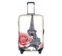 OXKGHHO Eiffel Tower Rose Flower Print Suitcase Protector With Unique,Fits 18-32 Inch Luggage,For Travel And Business Trips, White, M