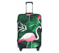OXKGHHO Flamingo Bird Green Leaf Print Suitcase Protector With Unique,Fits 18-32 Inch Luggage,For Travel And Business Trips, White, M