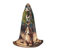 OXKGHHO Funny Cartoon Kangaroo Zoo Print Long Cape With Hood,Vampire And Halloween Costumes,Perfect For Role Play And Parties