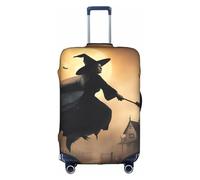 OXKGHHO Halloween Witch Flying Print Suitcase Protector With Unique,Fits 18-32 Inch Luggage,For Travel And Business Trips, White, S