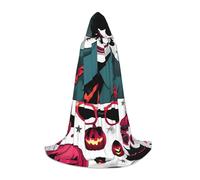 OXKGHHO Happy Halloween Day Print Long Cape With Hood,Vampire And Halloween Costumes,Perfect For Role Play And Parties