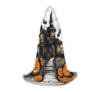 OXKGHHO Happy-Halloween-Vector Print Long Cape With Hood,Vampire And Halloween Costumes,Perfect For Role Play And Parties