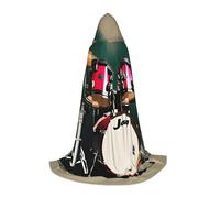 OXKGHHO Jazz Drum Print Long Cape With Hood,Vampire And Halloween Costumes,Perfect For Role Play And Parties