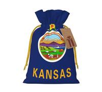 OXKGHHO Kansas State Flag Print Gift Bag,Drawstring Pouch Christmas For Small Gifts,For Jewelry And Party Favors