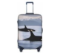 OXKGHHO Killer Whales Swim Along Print Suitcase Protector With Unique,Fits 18-32 Inch Luggage,For Travel And Business Trips, White, XL
