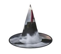 OXKGHHO Lighthouse In Storm Print Vintage Witch Hat,Unique Witch Accessories For Women,For Halloween Costumes And Decor