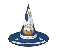 OXKGHHO Louisiana State Flag Print Vintage Witch Hat,Unique Witch Accessories For Women,For Halloween Costumes And Decor