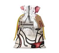 OXKGHHO Love Paris Tower Coffee Wine Perfume Bicycle Heart Print Gift Bag,Drawstring Pouch Christmas For Small Gifts,For Jewelry And Party Favors
