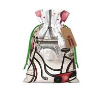 OXKGHHO Love Paris Tower Coffee Wine Perfume Bicycle Heart Print Gift Bag,Drawstring Pouch Christmas For Small Gifts,For Jewelry And Party Favors