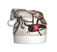OXKGHHO Love Paris Tower Coffee Wine Perfume Bicycle Heart Print Unique Santa Hat For Christmas Decorations,For Holiday Parties And Festive Events