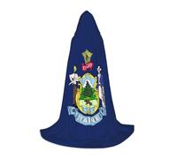 OXKGHHO Maine State Flag Print Long Cape With Hood,Vampire And Halloween Costumes,Perfect For Role Play And Parties