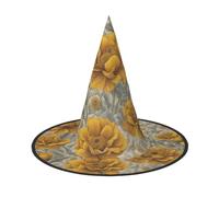 OXKGHHO Many Golden Flowers Print Vintage Witch Hat,Unique Witch Accessories For Women,For Halloween Costumes And Decor