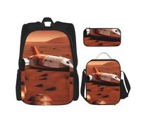 OXKGHHO Mars Planet Print Work Backpack Set With Insulated Lunch Box,Adjustable Straps,For Gym,And Everyday Use, Black, One Size