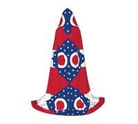 OXKGHHO Ohio State Flag Print Long Cape With Hood,Vampire And Halloween Costumes,Perfect For Role Play And Parties