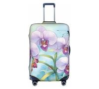 OXKGHHO Orchid Flower Butterfly Soft Fresh Spring Print Suitcase Protector With Unique,Fits 18-32 Inch Luggage,For Travel And Business Trips, White, L