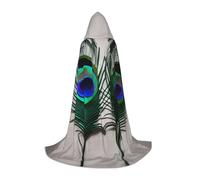 OXKGHHO Peacock Feather Print Long Cape With Hood,Vampire And Halloween Costumes,Perfect For Role Play And Parties