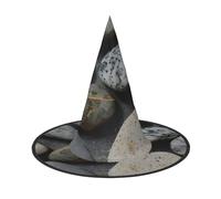 OXKGHHO Pebble Stone Pattern Print Vintage Witch Hat,Unique Witch Accessories For Women,For Halloween Costumes And Decor