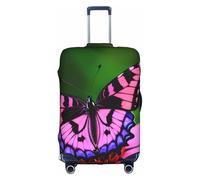 OXKGHHO Pink Flower Purple Butterfly Print Suitcase Protector With Unique,Fits 18-32 Inch Luggage,For Travel And Business Trips, White, M