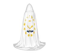 OXKGHHO Rhode Island State Flag Print Long Cape With Hood,Vampire And Halloween Costumes,Perfect For Role Play And Parties