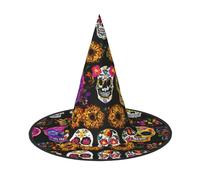 OXKGHHO Rose Skull Print Vintage Witch Hat,Unique Witch Accessories For Women,For Halloween Costumes And Decor