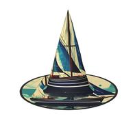 OXKGHHO Sailboat Ship Landscape Print Vintage Witch Hat,Unique Witch Accessories For Women,For Halloween Costumes And Decor