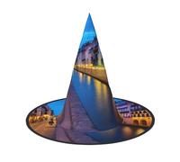 OXKGHHO Spain Water City Print Vintage Witch Hat,Unique Witch Accessories For Women,For Halloween Costumes And Decor