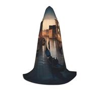 OXKGHHO Venice Night Print Long Cape With Hood,Vampire And Halloween Costumes,Perfect For Role Play And Parties