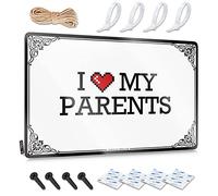 OXKM Backyard Bar Sign I Love My Parents Tin Sign Things For Boys Room Outdoor Signs And Decor(30X40CM)