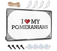 OXKM Funny Signs For Bedroom I Love My Pomeranians Tin Sign Cave Door Sign Man Cave Rules(20X30CM)