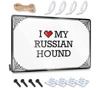 OXKM Funny Signs For Bedroom I Love My Russian Hound Tin Sign Cave Door Sign Man Cave Rules(20X30CM)