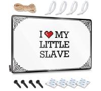 OXKM Warning Signs For Bedroom I Love My Little Slave Tin Sign Bar Rules Tin Metal Sign Men Cave Decor(20X30CM)