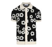 OXKNIT Men's Casual 1960s Mod Style Knit Retro Polo Shirts, Short-Sleeve, Soft, Comfortable, Available in Big Tall, Black-white, Medium