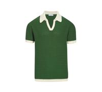 OXKNIT Men's Casual 1960s Mod Style Knit Retro Polo Shirts, Short-Sleeve, Soft, Comfortable, Available in Big Tall, Deep Green, Large