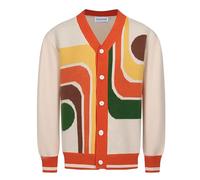 OXKNIT Men's Casual 1960s Mod Style Retro Knitted Polo Shirt Long Sleeve Shirts, Soft, Comfortable, B-beige Orange, XXL