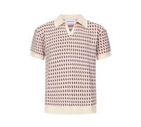 OXKnit Polo Shirt Men's Short Sleeve Vingate 70s Knitted Golf Shirts Casual Summer Polo Shirt for Men, white pink, XL