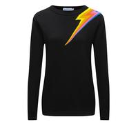OXKnit Women's T-Shirts 1960s Retro Knit Crew Neck Basic Casual Long Sleeve Top, flash black, XXL