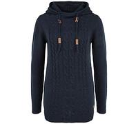 Oxmo Cable Women's Jumper Hoodie Chunky Knit Pullover with Hood, Size:XS, Colour:Insignia B (791991)